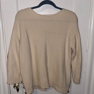 Charter Club Cream Crew Neck Sweater with Chunky Knit